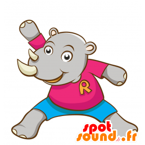 Mascot grau Nashorn, Riesen niedlich - MASFR030344 - 2D / 3D Maskottchen
