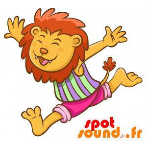 La mascota de león amarillo y marrón, divertido, peludo - MASFR030352 - Mascotte 2D / 3D