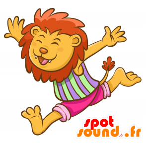 Mascotte de lion jaune et marron, rigolo et poilu - MASFR030352 - Mascottes 2D/3D