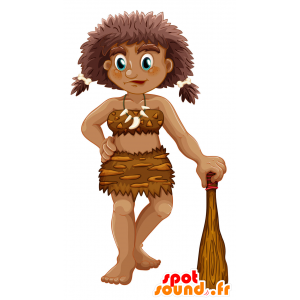 Girl mascot Cro-Magnon. prehistoric mascot - MASFR030354 - 2D / 3D mascots