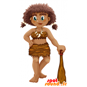 Cro-Magnon tjejmaskot. Förhistorisk maskot - Spotsound maskot