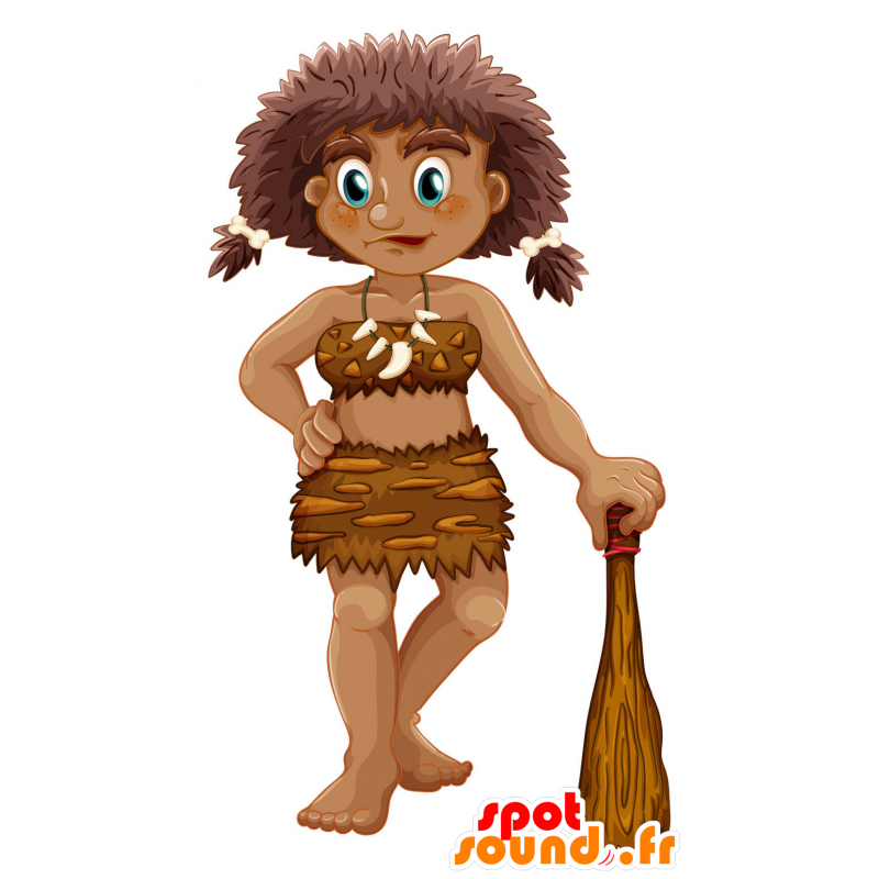 Ragazza mascotte Cro-Magnon. mascotte preistorico - MASFR030354 - Mascotte 2D / 3D