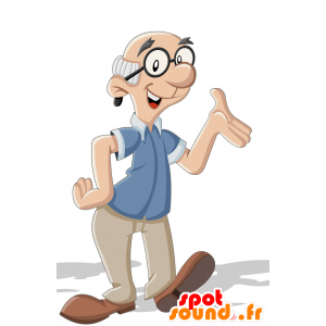 Mascotte de vieil homme. Mascotte de promeneur - MASFR030360 - Mascottes 2D/3D