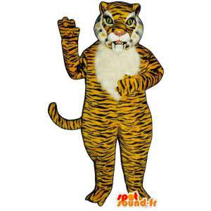 Déguisement de tigre jaune et blanc tigré - MASFR007616 - Mascottes Tigre