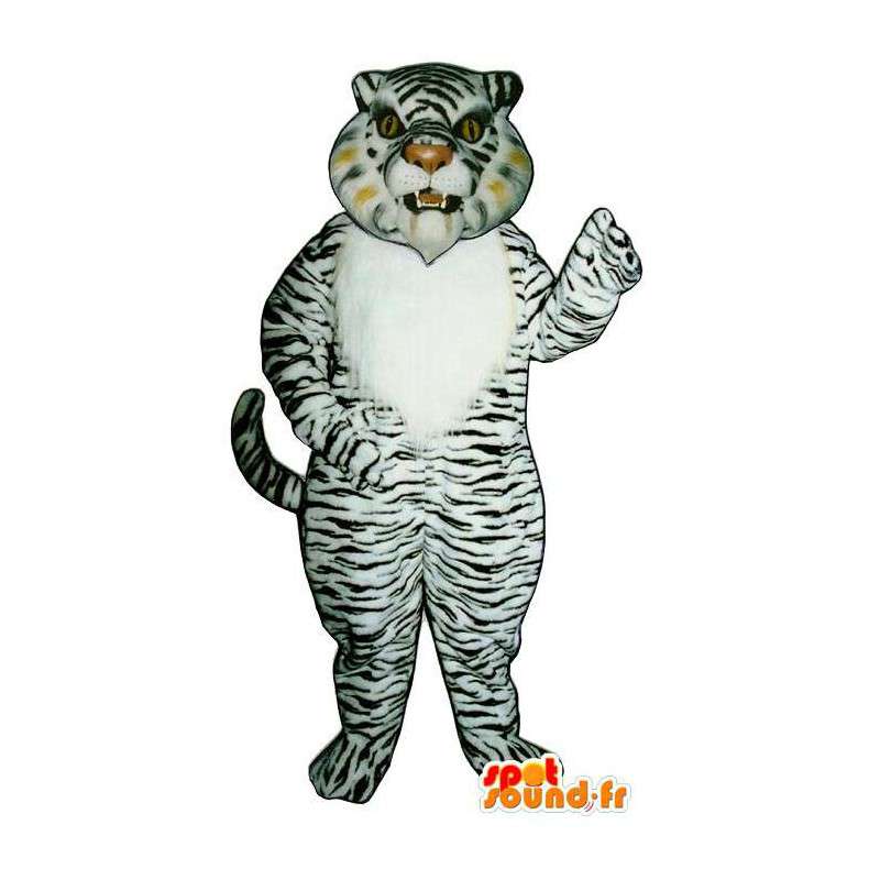 Mascotte de tigre blanc zébré - MASFR007617 - Mascottes Tigre