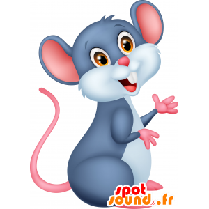 La mascota del ratón gris, blanco y rosa. rata mascota - MASFR030367 - Mascotte 2D / 3D