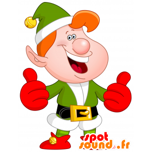 Mascotte de lutin de Noël vert et rouge - MASFR030369 - Mascottes 2D/3D