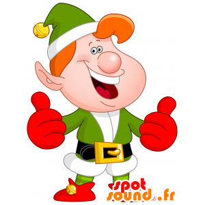 Boże Narodzenie krasnoludek maskotka zielony i czerwony - MASFR030369 - 2D / 3D Maskotki