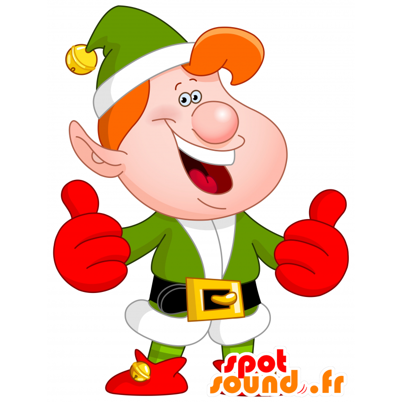 Navidad duende verde y rojo de la mascota - MASFR030369 - Mascotte 2D / 3D