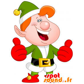 Mascotte de lutin de Noël vert et rouge - MASFR030369 - Mascottes 2D/3D