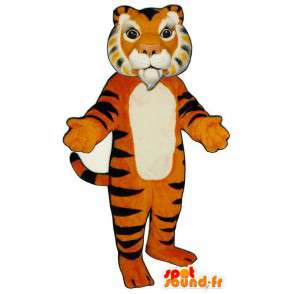 Orange tiger maskot, sort og hvid - Spotsound maskot kostume
