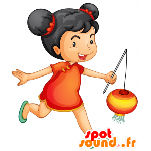 Jente maskot kledd i en rød kjole - MASFR030376 - 2D / 3D Mascots
