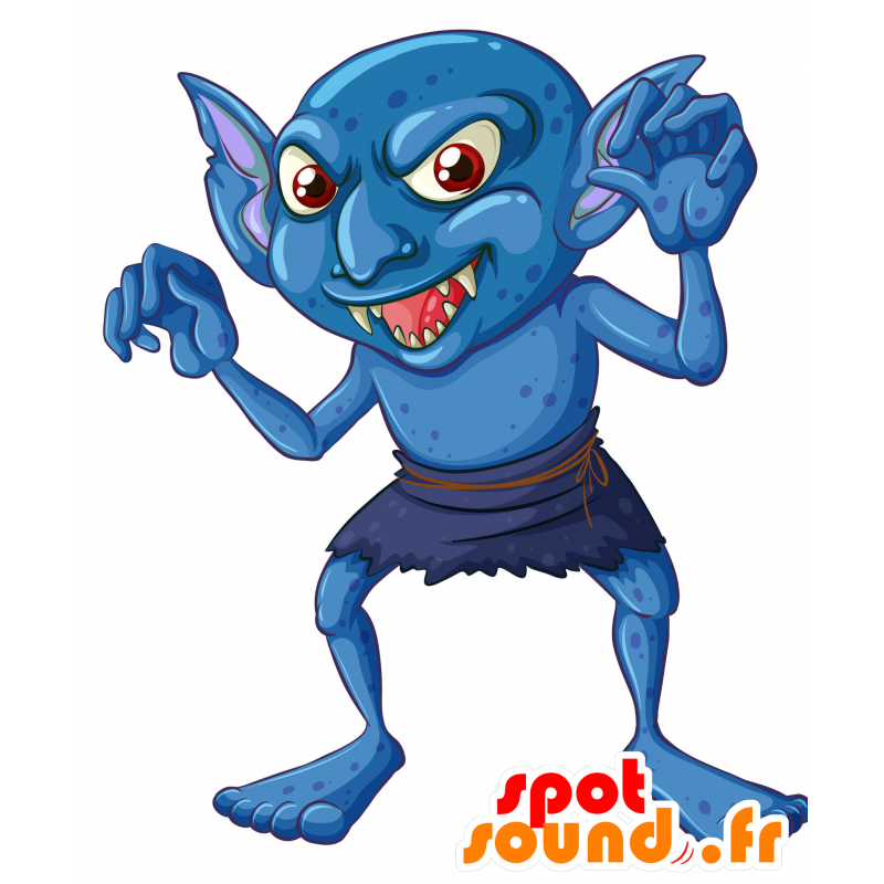 Mascotte blauw monster. fantastisch schepsel mascotte - MASFR030381 - 2D / 3D Mascottes