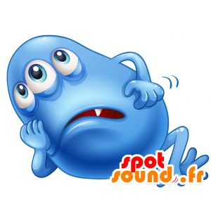 La mascota del monstruo azul y blanco con tres ojos - MASFR030386 - Mascotte 2D / 3D