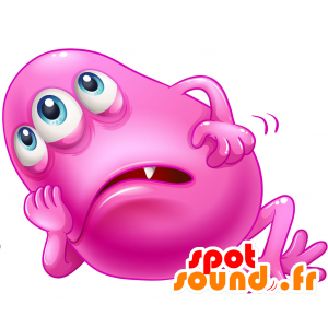 La mascota del monstruo de color rosa y blanco con tres ojos - MASFR030387 - Mascotte 2D / 3D
