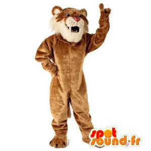 Castanho e branco tigre mascote. marrom traje tigre - MASFR007622 - Tiger Mascotes