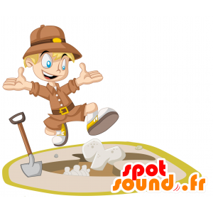 Mascot of little blond boy wearing a brown dress - MASFR030392 - 2D / 3D mascots