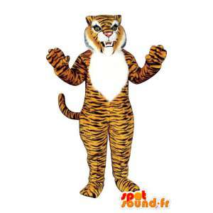 Costumes orange and white tiger striped black - MASFR007623 - Tiger mascots