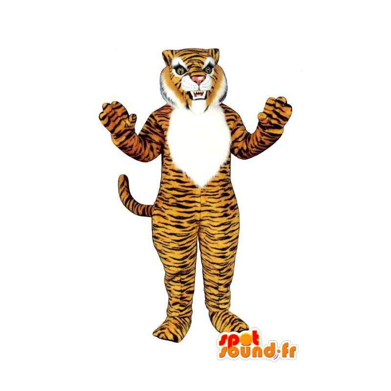 Costumes orange and white tiger striped black - MASFR007623 - Tiger mascots