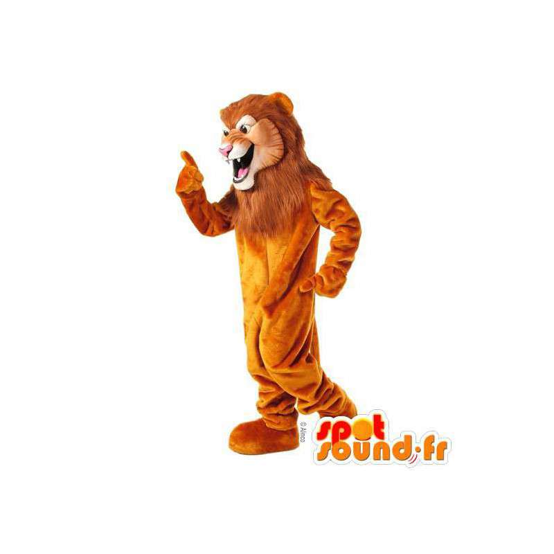 Mascot león naranja con una melena grande - MASFR007624 - Mascotas de León