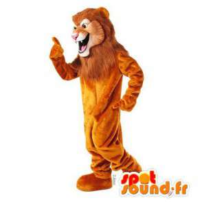 Mascote do leão laranja com uma grande juba - MASFR007624 - Mascotes leão
