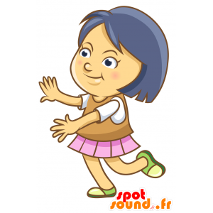 Menina Mascot com cabelo azul - MASFR030405 - 2D / 3D mascotes