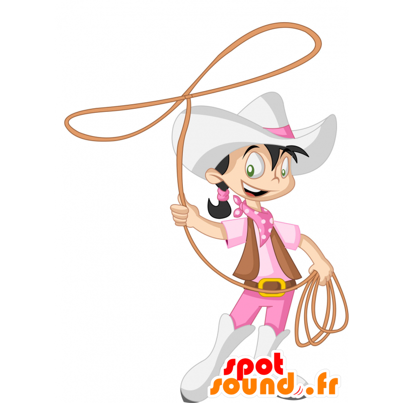 Mascot junges Mädchen in der Cowgirl gekleidet - MASFR030406 - 2D / 3D Maskottchen