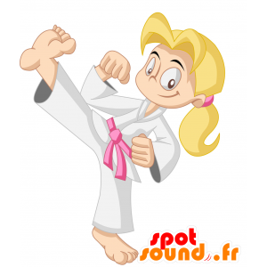 Maskottchen-Judoka, Frau im Kimono. Mascot Karateka - MASFR030408 - 2D / 3D Maskottchen