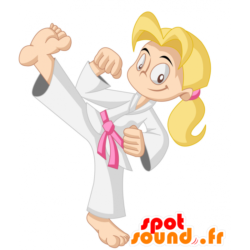 Judoka de la mascota, mujer en kimono. karateka de la mascota - MASFR030408 - Mascotte 2D / 3D