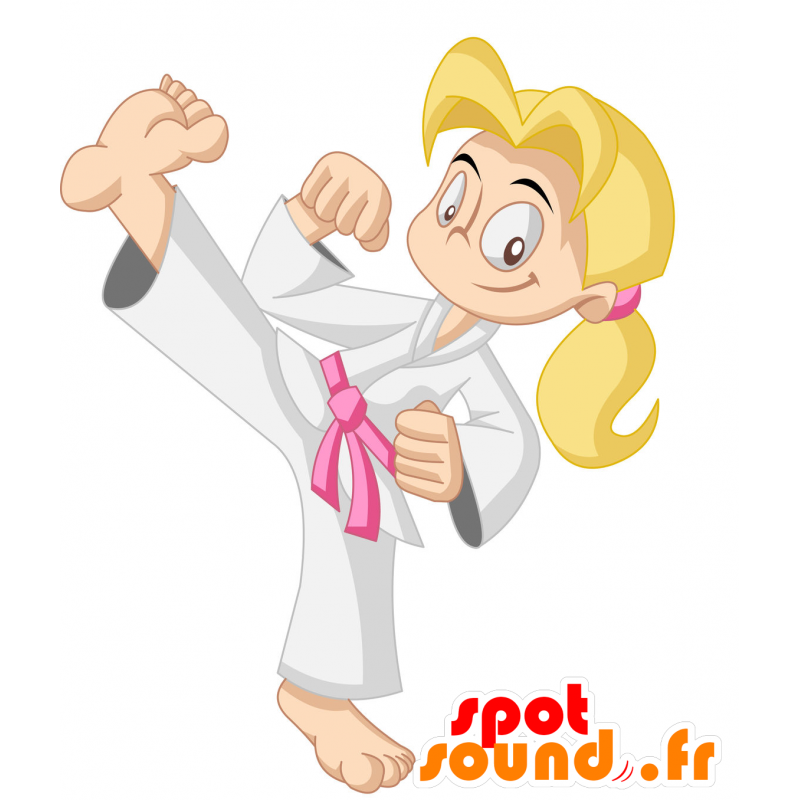 Maskottchen-Judoka, Frau im Kimono. Mascot Karateka - MASFR030408 - 2D / 3D Maskottchen