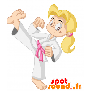 Mascot judoca, uma mulher em um quimono. Mascot karateka - MASFR030408 - 2D / 3D mascotes