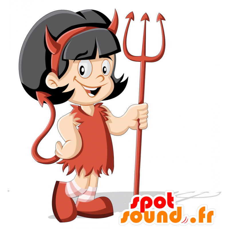 Mascot dressed in red devil girl - MASFR030412 - 2D / 3D mascots