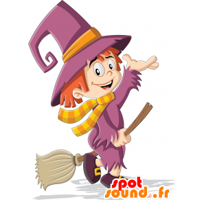 Mascotte de sorcière très colorée avec les cheveux oranges - MASFR030414 - Mascottes 2D/3D