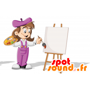 Painter mascot with a blouse and a beret - MASFR030422 - 2D / 3D mascots