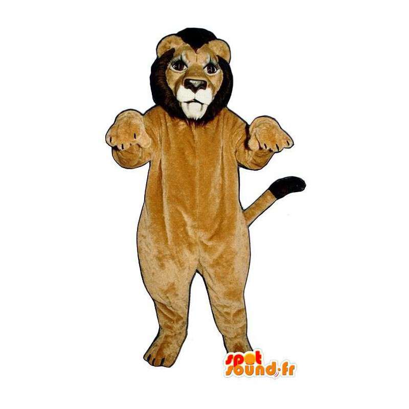 Beige og brun løve maskot - Spotsound maskot kostume