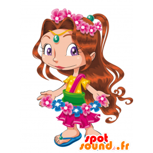 Mascot junge Frau in bunten Mädchen - MASFR030432 - 2D / 3D Maskottchen