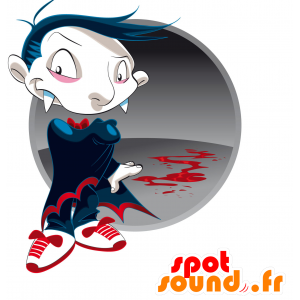 Vampire maskot med en stor rød og sort cape - MASFR030436 - 2D / 3D Mascots