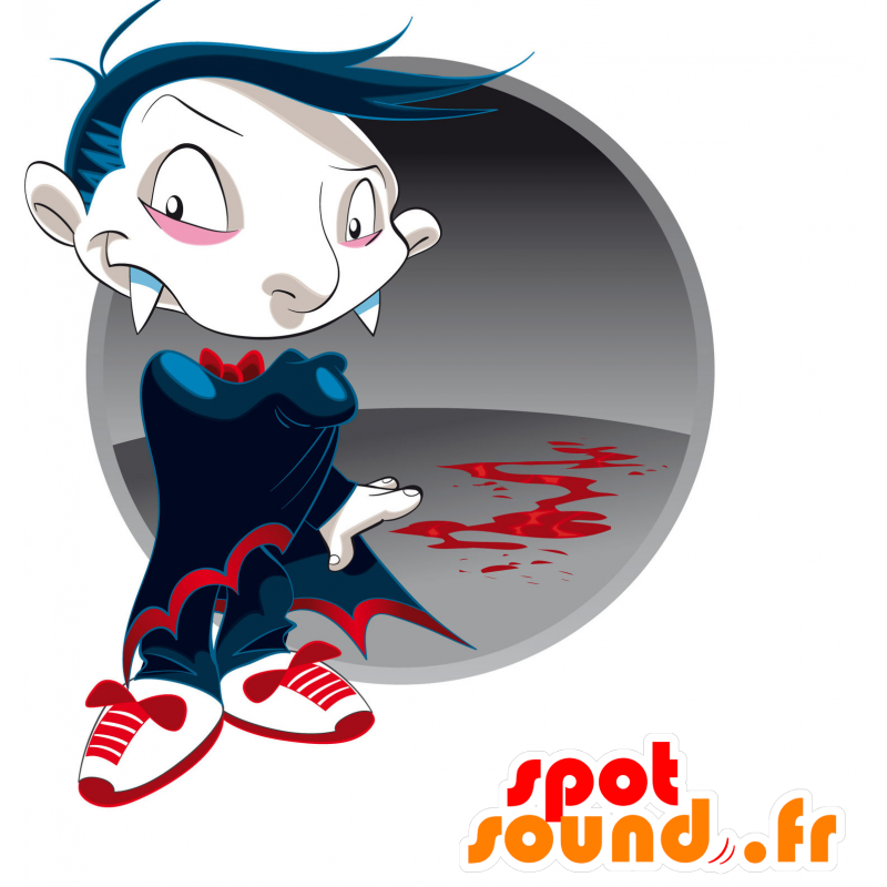 Mascotte de vampire avec une grande cape rouge et noire - MASFR030436 - Mascottes 2D/3D