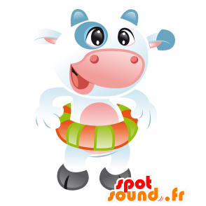 Mascotte de vachette avec une bouée - MASFR030442 - Mascottes 2D/3D