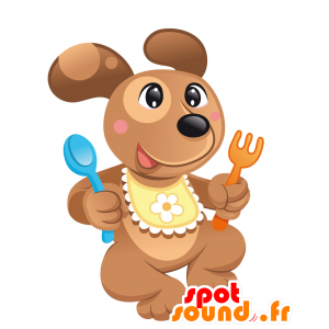 Brown dog mascot, cute, hairy - MASFR030444 - 2D / 3D mascots