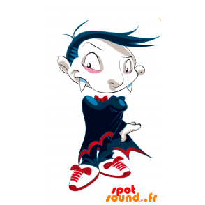 Mascotte Vampiro con un grande mantello nero - MASFR030445 - Mascotte 2D / 3D