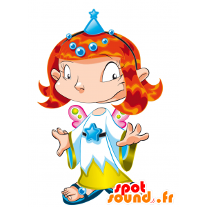 Mascote princesa ruiva com uma coroa bonita - MASFR030448 - 2D / 3D mascotes