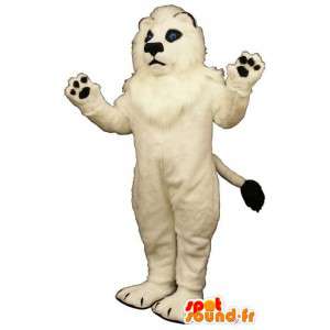Meget behåret hvid løve maskot - Spotsound maskot kostume
