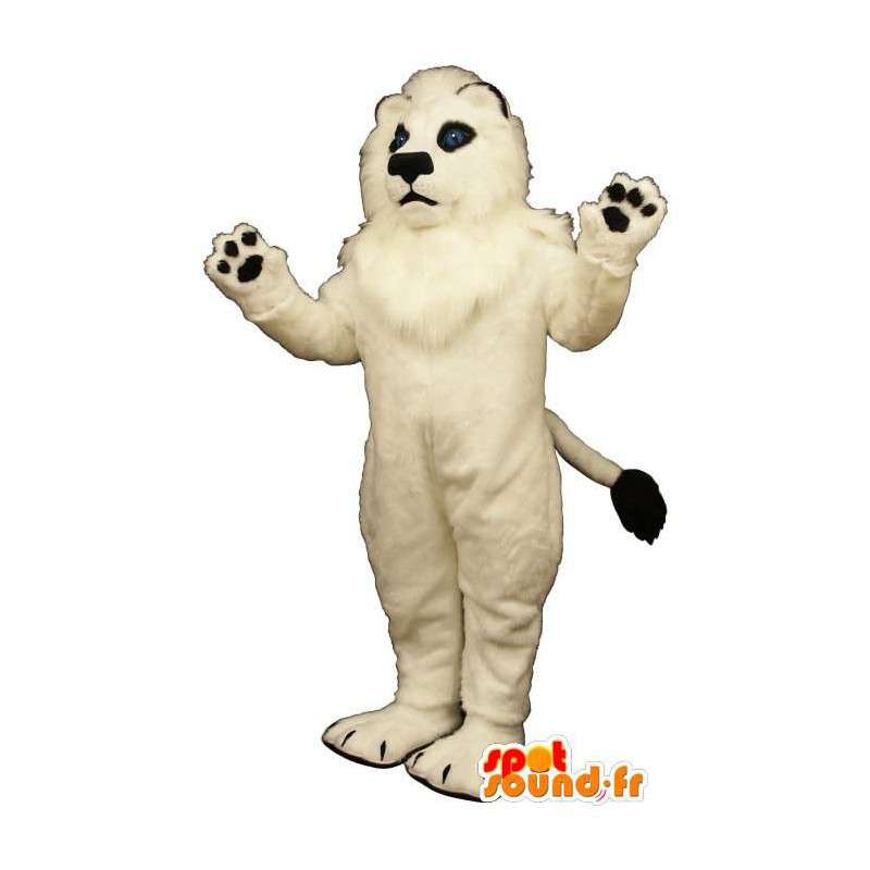 Meget behåret hvid løve maskot - Spotsound maskot kostume