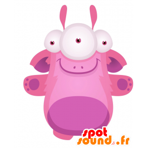 Mascot vaaleanpunainen hirviö, jättiläinen, suuret silmät - MASFR030454 - Mascottes 2D/3D