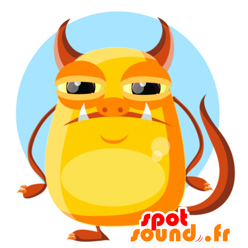 Mascot grande mostro giallo con aria cattiva e divertente - MASFR030455 - Mascotte 2D / 3D