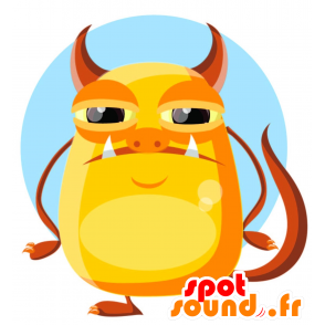 Mascot grande mostro giallo con aria cattiva e divertente - MASFR030455 - Mascotte 2D / 3D
