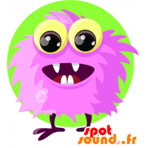 Pink monster mascot and round, very impressive - MASFR030457 - 2D / 3D mascots
