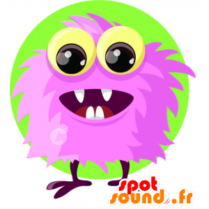 Rosa monster maskot og rund, veldig imponerende - MASFR030457 - 2D / 3D Mascots