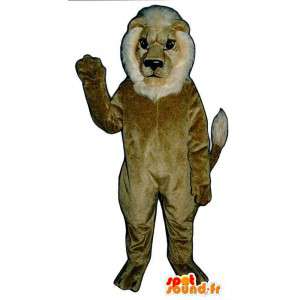 μπεζ και λευκό λιοντάρι μασκότ - MASFR007636 - Λιοντάρι μασκότ